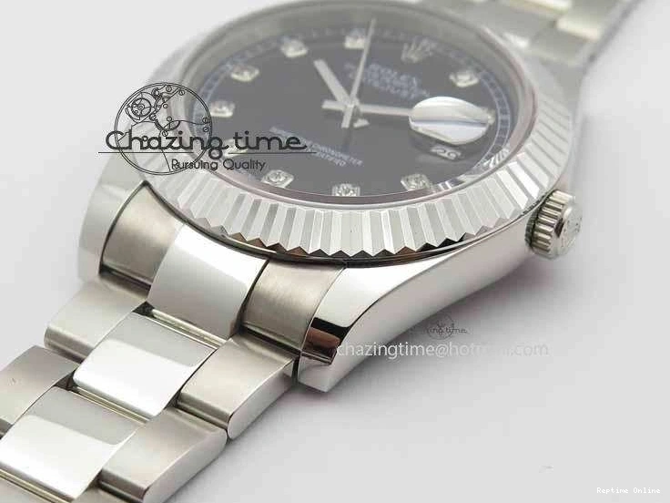 0218 DateJust II 41mm SS BP Maker Best Edition Black Dial Diam On SS Bracelet SA Lightweight 3728